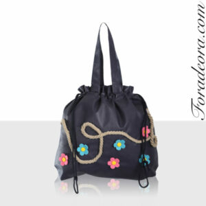 Borsa blu tnt con fiori